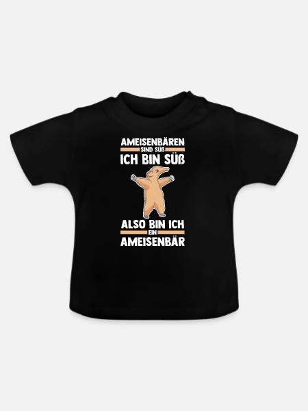 Ameisenbär - Baby Bio-T-Shirt mit Rundhals - Schwarz