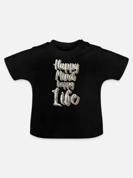 Kleeblatt Optimismus Freude - Baby Bio-T-Shirt mit Rundhals - Schwarz