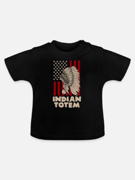Totem Federschmuck - Baby Bio-T-Shirt mit Rundhals - Schwarz