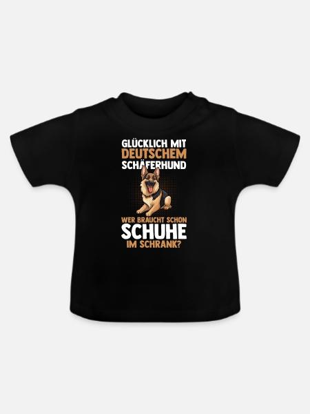 Hund Deutscher Schäferhund - Baby Bio-T-Shirt mit Rundhals - Schwarz