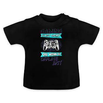 Gaming Online Statt Offline Controller Spieler Zoc - Baby Bio-T-Shirt mit Rundhals - Schwarz - Vorne