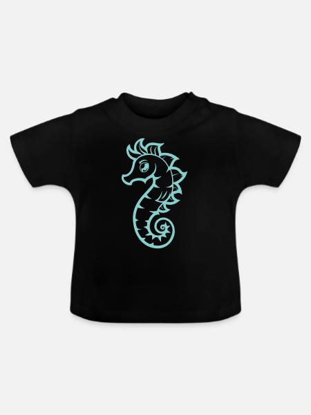 seepferd seepferdchen - Baby Bio-T-Shirt mit Rundhals - Schwarz