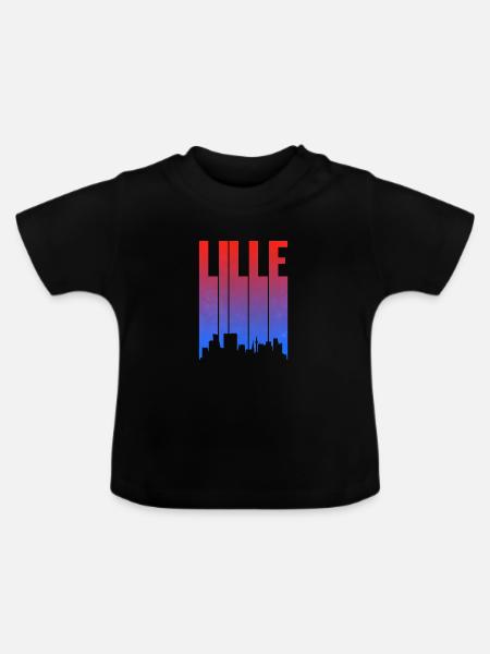 Lille Stadt Skyline Gradient - Baby Bio-T-Shirt mit Rundhals - Schwarz