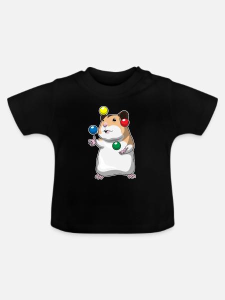 Hamster Jongleur Jonglieren - Baby Bio-T-Shirt mit Rundhals - Schwarz