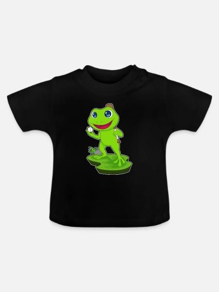 Frosch Baseball Baseballschläger Sport - Baby Bio-T-Shirt mit Rundhals - Schwarz