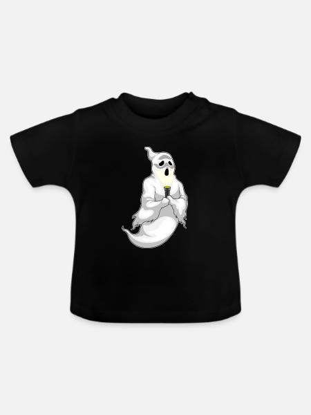 Geist Halloween Taschenlampe - Baby Bio-T-Shirt mit Rundhals - Schwarz