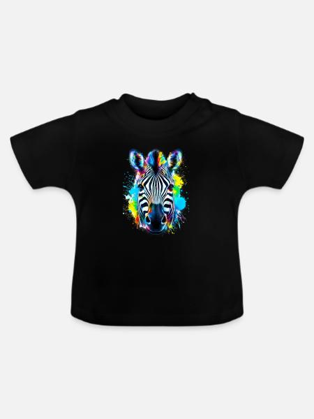 Zebra - Baby Bio-T-Shirt mit Rundhals - Schwarz