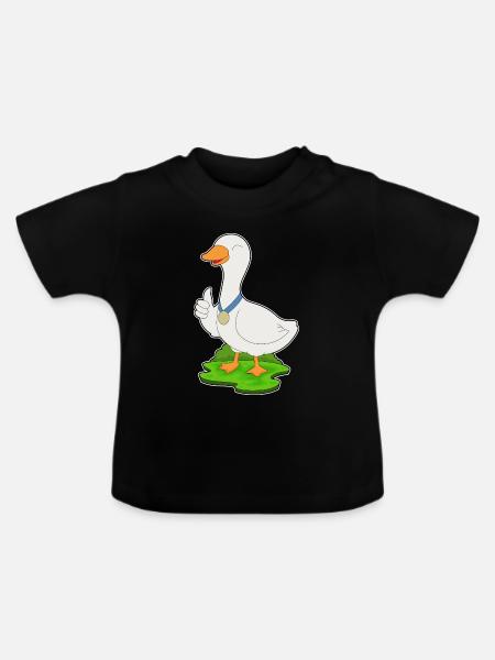 Ente Medaille - Baby Bio-T-Shirt mit Rundhals - Schwarz