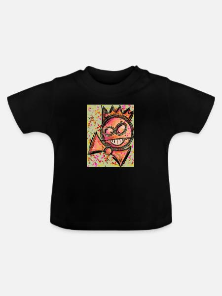 Bumm-Lächeln - Baby Bio-T-Shirt mit Rundhals - Schwarz