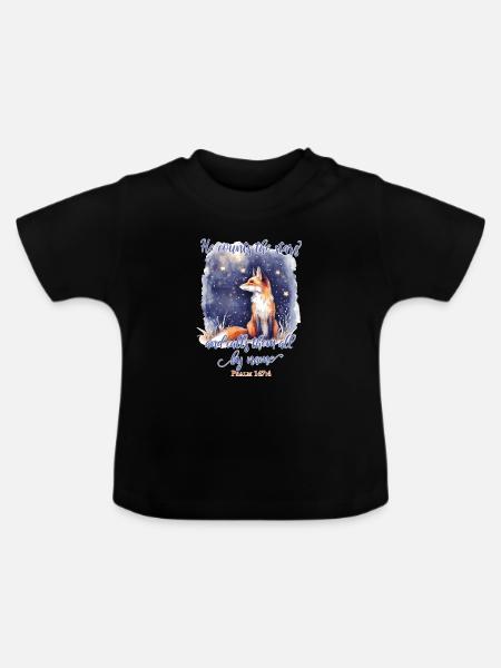 Fuchs Bibelvers Christlich - Baby Bio-T-Shirt mit Rundhals - Schwarz