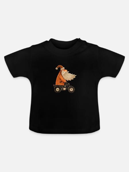 Weihnachtsmann auf Motorrad - Baby Bio-T-Shirt mit Rundhals - Schwarz