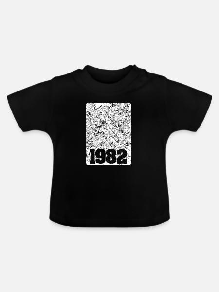 Zahl 1982 - Baby Bio-T-Shirt mit Rundhals - Schwarz