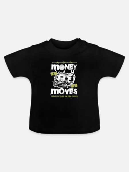 Geld in Bewegung - Baby Bio-T-Shirt mit Rundhals - Schwarz