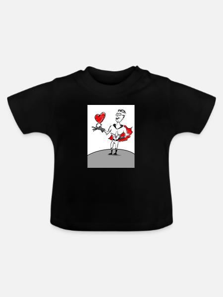 Herzheld: Superheld mit Herz - Baby Bio-T-Shirt mit Rundhals - Schwarz