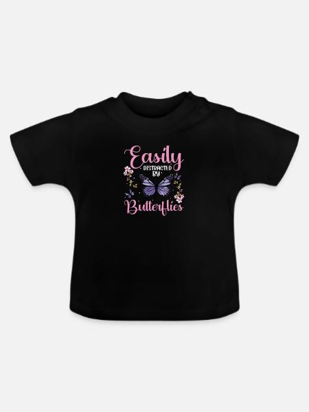 Easily Butterflies - Baby Bio-T-Shirt mit Rundhals - Schwarz