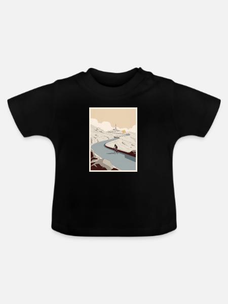 Der Aufstieg – Radfahrer-Erinnerung - Baby Bio-T-Shirt mit Rundhals - Schwarz