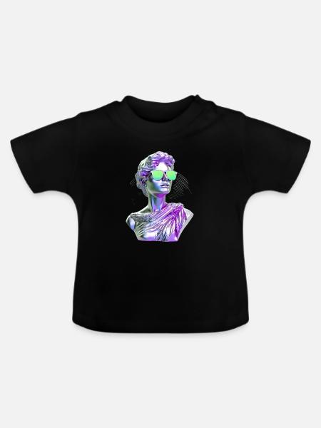 Vaporwave Statue Neonbrille - Baby Bio-T-Shirt mit Rundhals - Schwarz