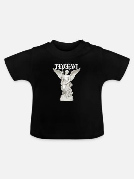 Techno-geflügelter klassischer Engel - Baby Bio-T-Shirt mit Rundhals - Schwarz