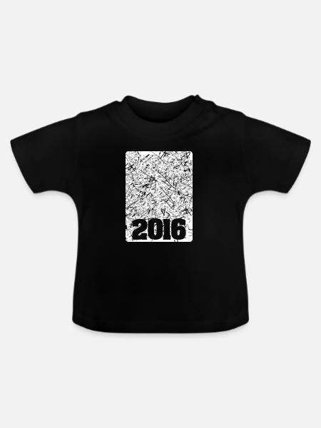 Zahl 2016 - Baby Bio-T-Shirt mit Rundhals - Schwarz