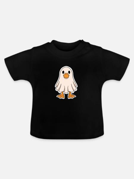 Geister-Ente Kuschel-Design - Baby Bio-T-Shirt mit Rundhals - Schwarz