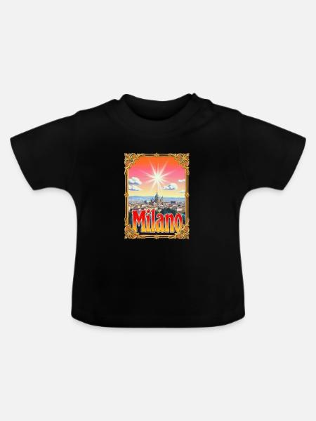 Milano Retroglow– Stadbild - Baby Bio-T-Shirt mit Rundhals - Schwarz