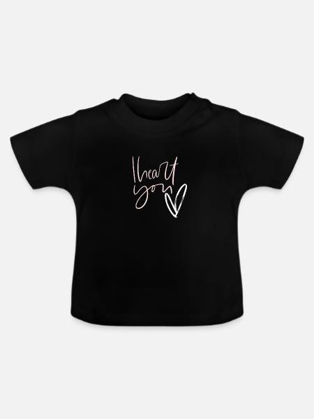 Ich liebe dich - Baby Bio-T-Shirt mit Rundhals - Schwarz
