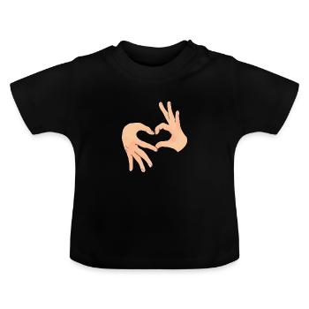 Signe coeur coréen - T-shirt bio col rond Bébé - noir - Devant