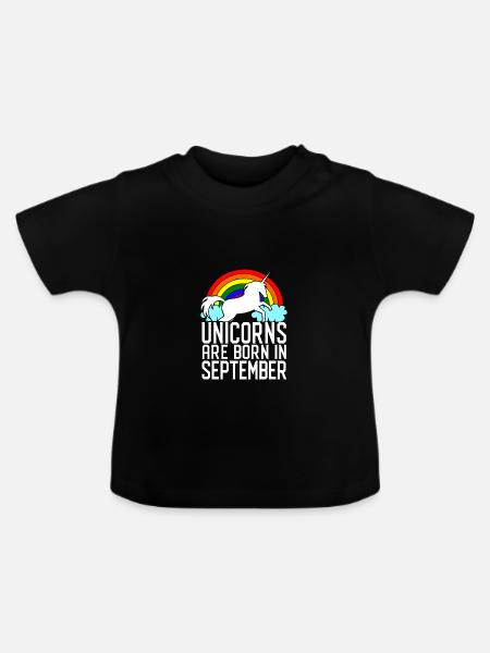 Einhorn shirt September Geburtstag Geschenk Tier - Baby Bio-T-Shirt mit Rundhals - Schwarz