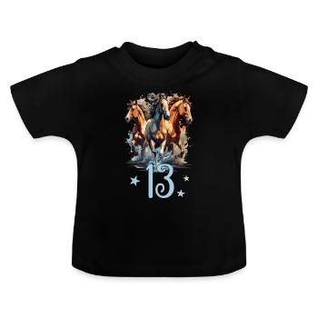 Geburtstag 13 Mädchen Pferd Reiten Stall Dreizehn - Baby Bio-T-Shirt mit Rundhals - Schwarz - Vorne