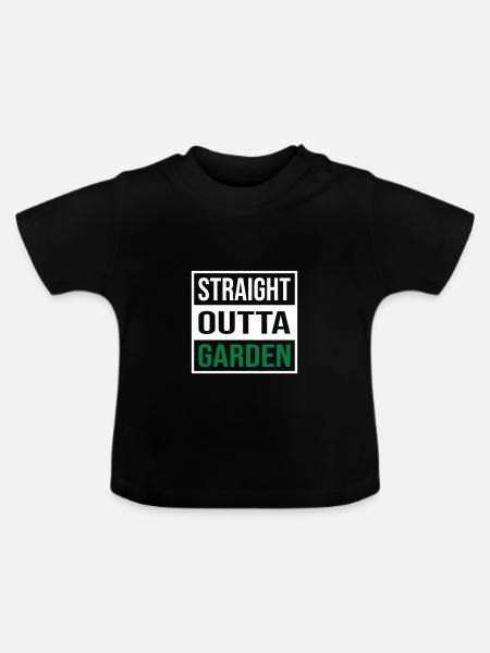 Straight Outta Garden - Baby Bio-T-Shirt mit Rundhals - Schwarz