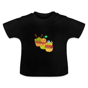 Gâteau au muffin Halloween - T-shirt bio col rond Bébé - noir - Devant