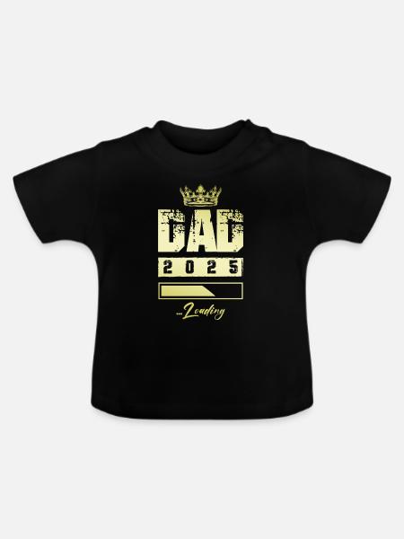 Dad 2025 Loading Papa - Baby Bio-T-Shirt mit Rundhals - Schwarz