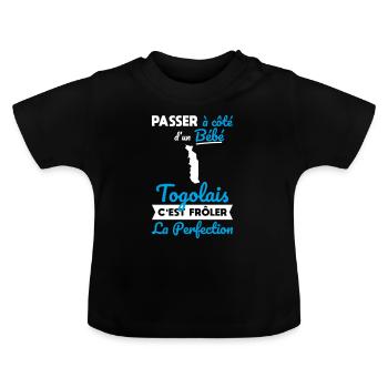 Passer à côté bébé Togolais frôler la perfection - T-shirt bio col rond Bébé - noir - Devant