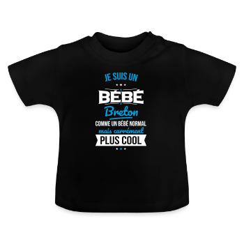Breton Baby Like a Normal Baby But Cooler - Baby Organic T-Shirt with Round Neck - black - Front