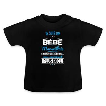 Baby Marseillais wie normales Baby, aber kühler - Baby Bio-T-Shirt mit Rundhals - Schwarz - Vorne