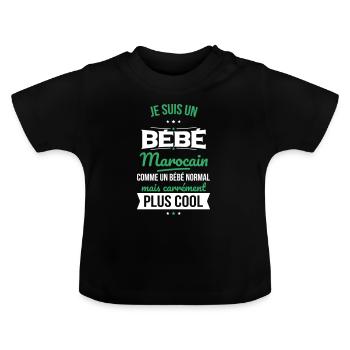 Bébé Marocain comme un Bébé normal mais plus Cool - T-shirt bio col rond Bébé - noir - Devant
