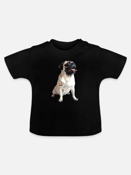 Pug Dad Papa - Baby Bio-T-Shirt mit Rundhals - Schwarz