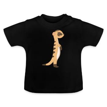 Meerkat Mongoose - Baby Organic T-Shirt with Round Neck - black - Front