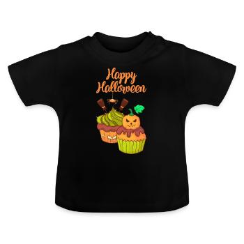 Gâteau au muffin Halloween - T-shirt bio col rond Bébé - noir - Devant