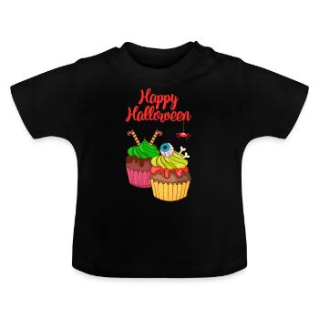 Gâteau au muffin Halloween - T-shirt bio col rond Bébé - noir - Devant