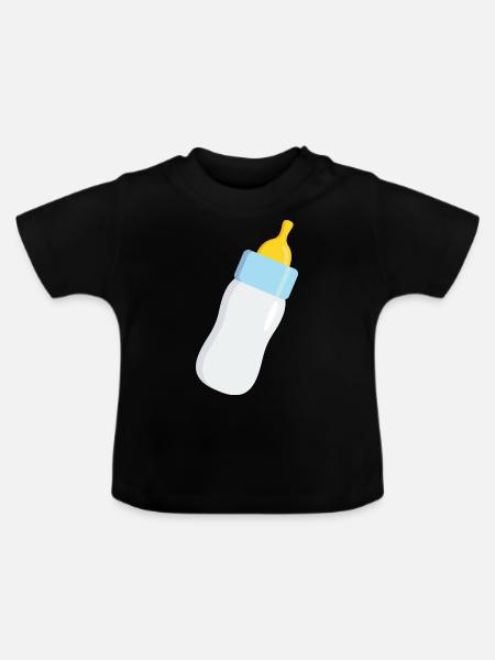 Baby Flasche - Baby Bio-T-Shirt mit Rundhals - Schwarz