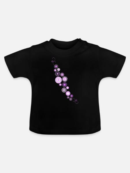 Blumen - Baby Bio-T-Shirt mit Rundhals - Schwarz