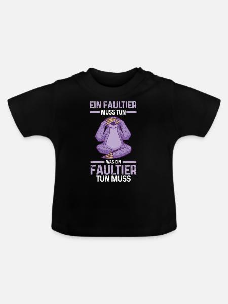 Faultier - Baby Bio-T-Shirt mit Rundhals - Schwarz