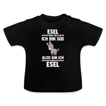 Esel - Baby Bio-T-Shirt mit Rundhals - Schwarz - Vorne
