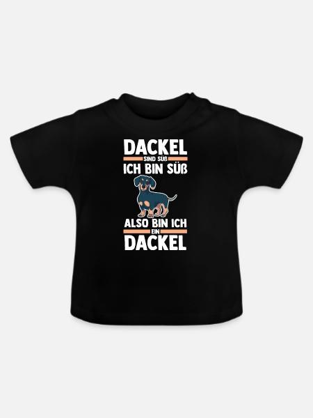 Hund Dackel - Baby Bio-T-Shirt mit Rundhals - Schwarz