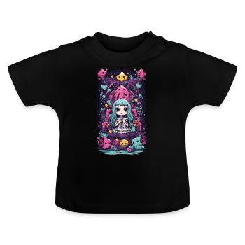 Kawaii Chibi démons Reine E-girl Goth Art - T-shirt bio col rond Bébé - noir - Devant