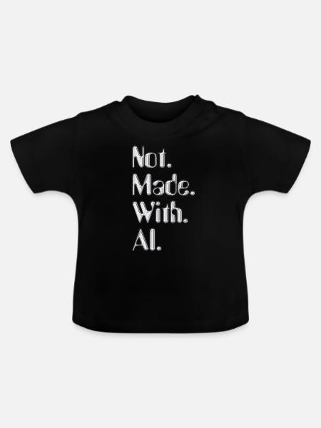 Not.Made.With.AI. - Chrom - Baby Bio-T-Shirt mit Rundhals - Schwarz