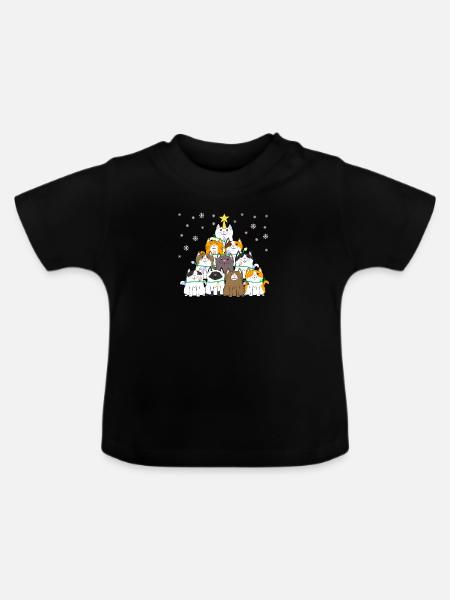 Weihnachtsbaum Katze Kätzchen Tannenbaum - Baby Bio-T-Shirt mit Rundhals - Schwarz