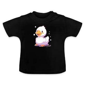 Canard joyeux - Conception de dessin animé heureux - T-shirt bio col rond Bébé - noir - Devant