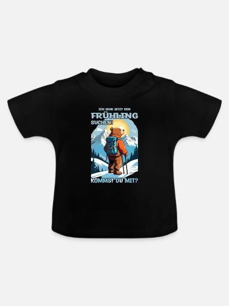 Bär sucht den Frühling - Baby Bio-T-Shirt mit Rundhals - Schwarz